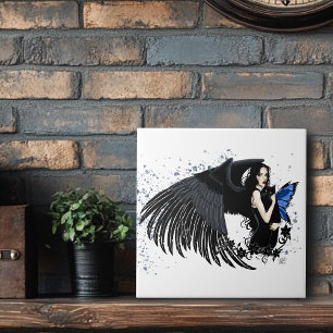 Asas de Anjo Gótico Gato Preto Fada Azul