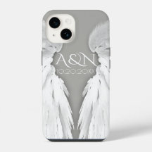 Asas de Anjo Monograma Elegante Cinza