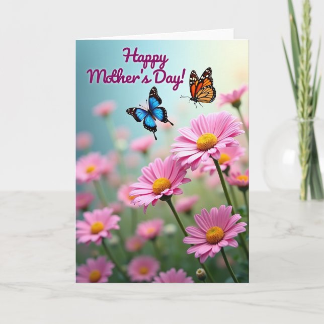 Asas de cartão do dia das mães floral (Frente)
