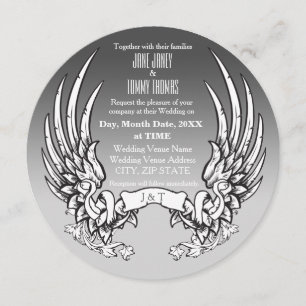 Asas do anjo & convite do casamento da bandeira da