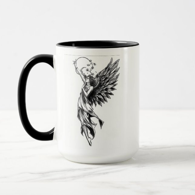 Ascensão Angelical - Caneca de Esboço a Lápis de A (Esquerda)