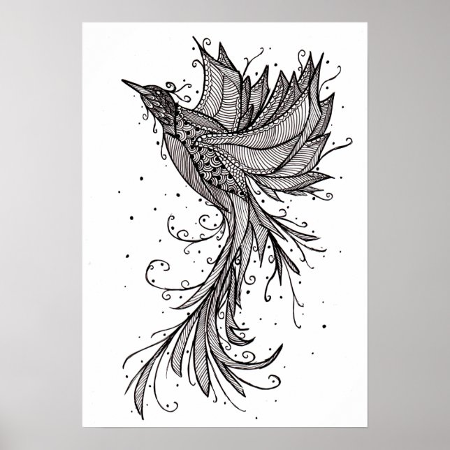 Ascensão Phoenix Lineart Poster (Frente)