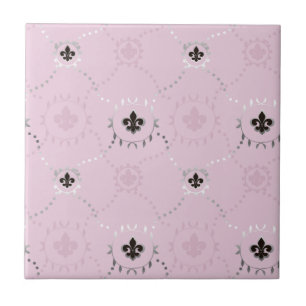 Ash rosa Fleur de Lis, padrão de prata francês L