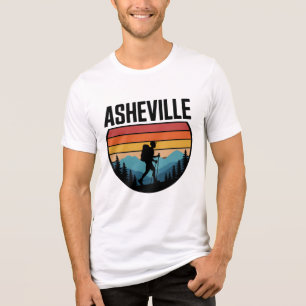 Asheville Hiking Silhouette Retro Sunset Design
