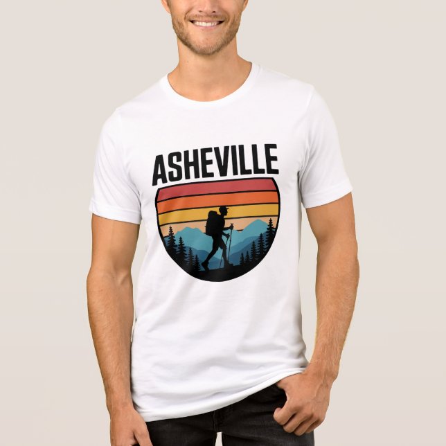 Asheville Hiking Silhouette Retro Sunset Design (Frente)