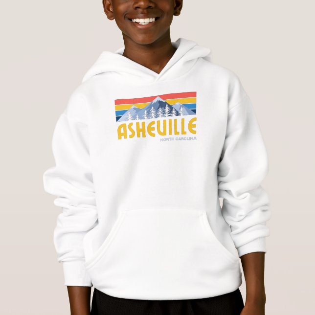 Asheville Montanhas Retro Vintage T-Shirt Hoodie (Frente)