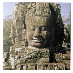 Ásia, Camboja, Siem Reap. Angkor Thom, cabeças d