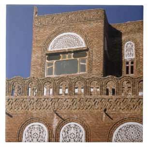 Ásia, Iêmen, Sana'a. Detalhe da arquitetura iemeni