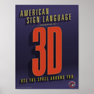 ASL em 3D. Um poster de sala de aula.
