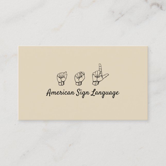 ASL, Linguagem de Sinais, Tradutor, Cartão de visi (Frente)