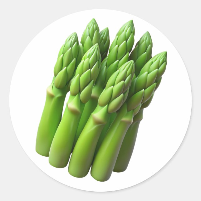 Asparagus Plástico 3D - Etiqueta redonda brilhante (Frente)