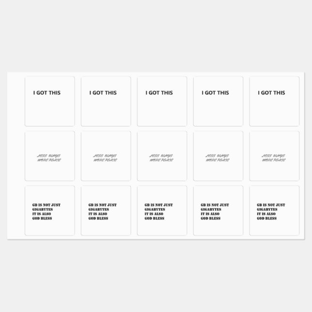 Aspas Etiqueta Grande Quadrada Cola / Prova de Águ (Folha)