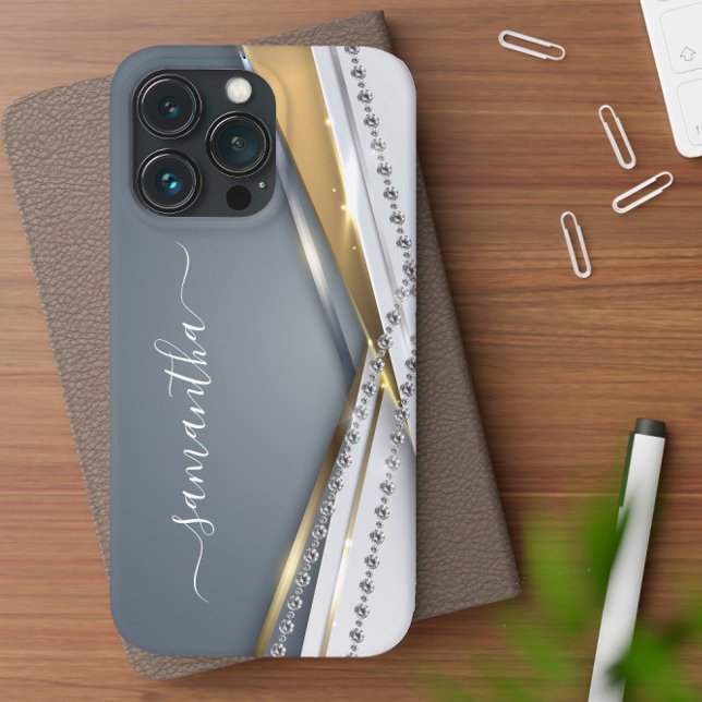 Aspecto 3-D metálico Monograma Dourado Diamond (Criador carregado)