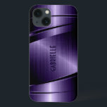 Aspecto brilhante metálico - Escuro Azul Escuro -<br><div class="desc">Tons azuis escuros brilhantes,  tons design metálicos esfregados de alumínio. Monograma personalizado e opcional. Legal design de masculina. Disponível em outros produtos</div>