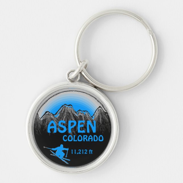 Aspen Colorado Blue ski art chaveiro (Frente)