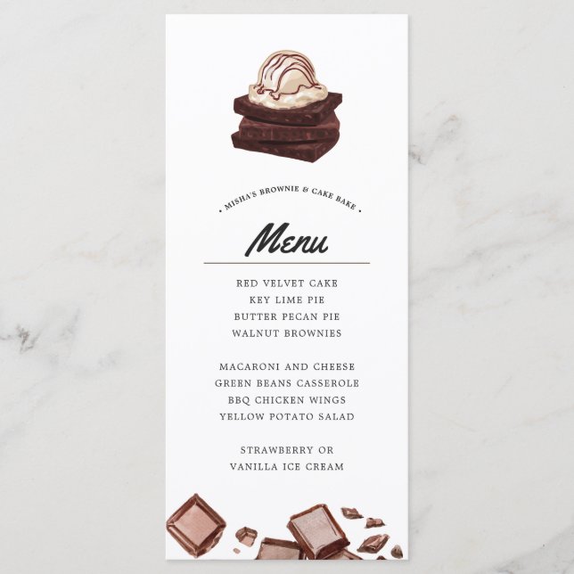 Assado de Brownie e Bolo | Menu Temático (Frente)