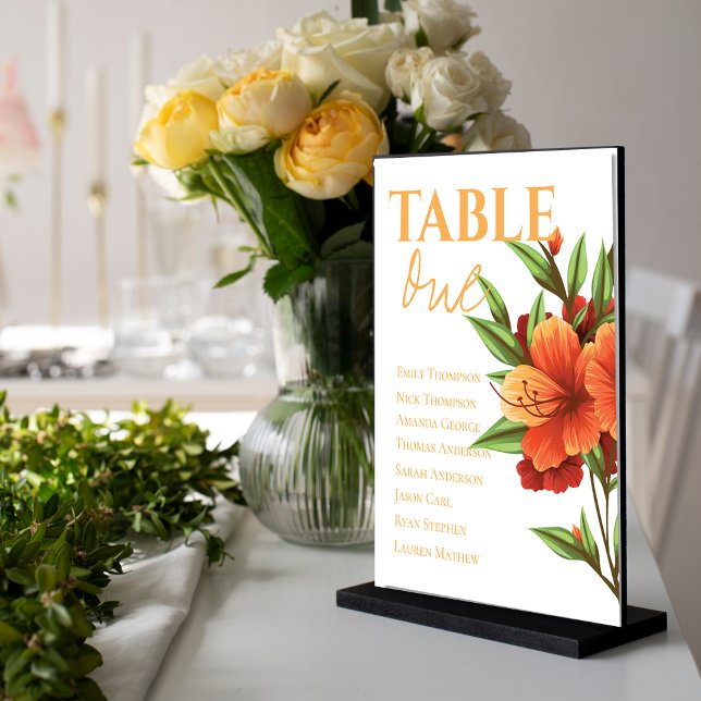Assento bonito de Mesa Floral Elegante Laranja (Pretty Orange Floral Elegant Wedding Table Seating)