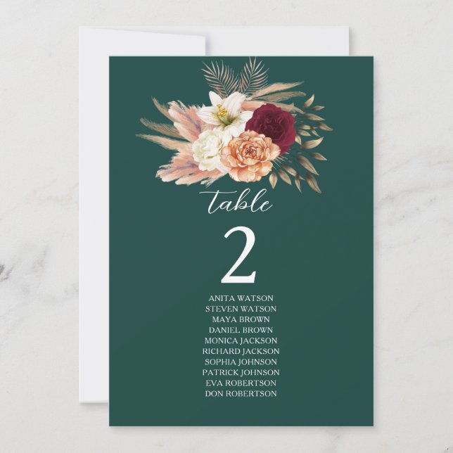 Assento de Mesa Floral do Emerald Burgundy (Frente)