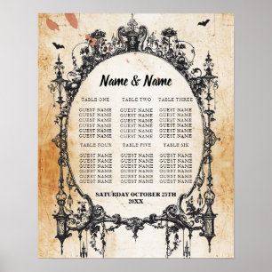 Assento gótico do poster do casamento do plano da