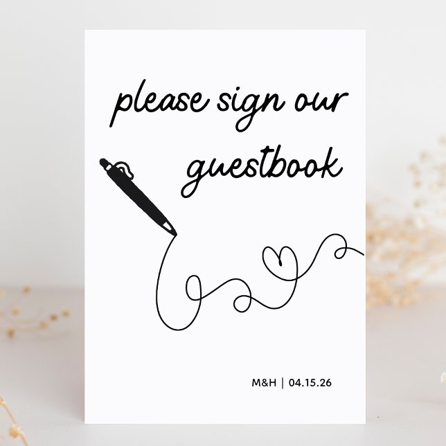 Assinar nosso Sinal de Casamento Minimalista Moder (Guide guests to your guestbook with elegance—perfect for weddings, engagements, and more.)