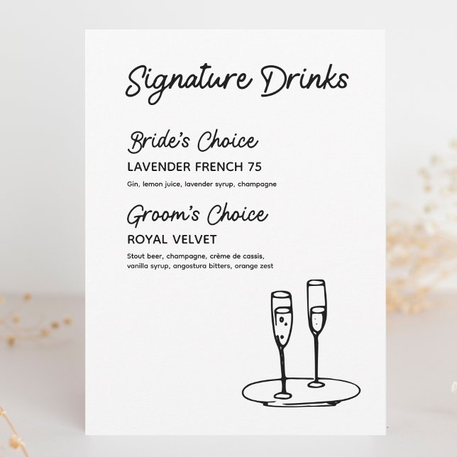 Assinatura Bebe Sinal de Casamento Moderno Minimal (Cheers to love! Custom signature drink signs to showcase your bride and groom's favorite sips.)