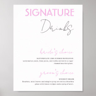 Assinatura Cor-de-rosa e branca Bebe Poster Bar de