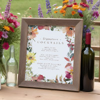 Assinatura de flor selvagem Menu Cocktail Poster
