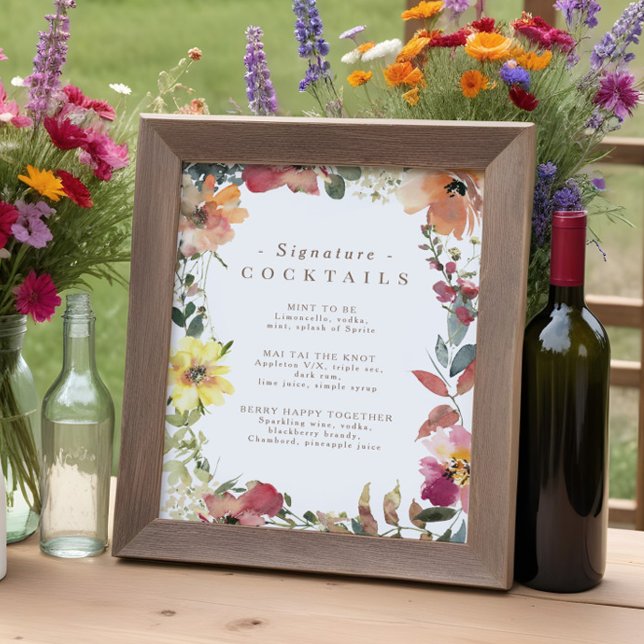 Assinatura de flor selvagem Menu Cocktail Poster (Criador carregado)