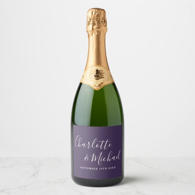 Assinatura Elegante Script Roxo Casamento (Frente)