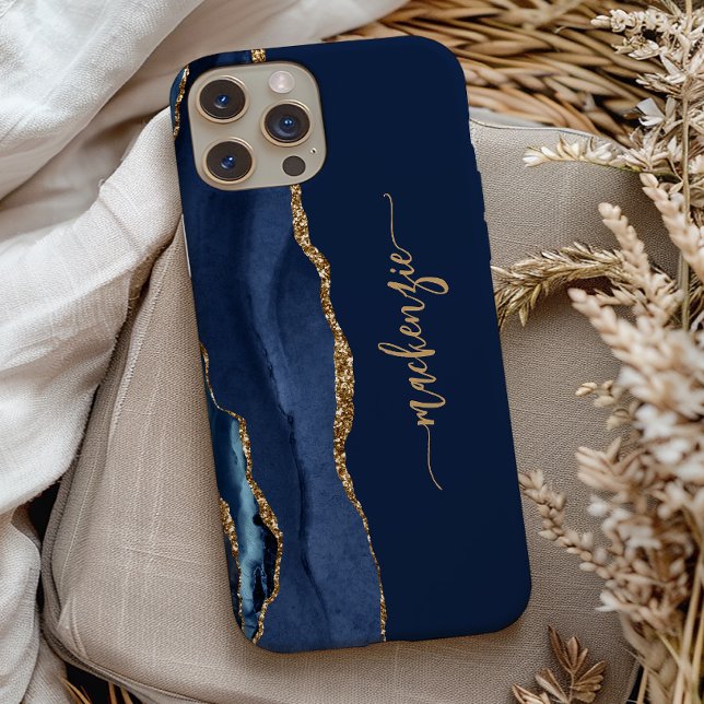 Assinatura Personalizada Azul Marinho Ágata Dourad (Criador carregado)