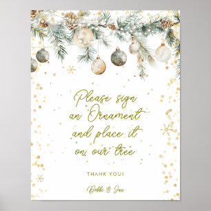 assine um poster de natal de natal de ornamento