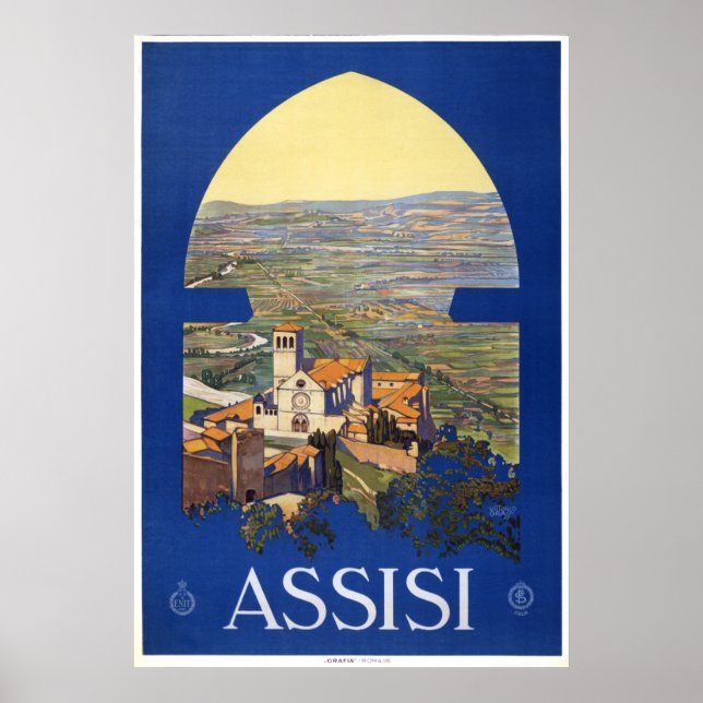 Assisi - Poster de viagens italiano Vintage (Frente)