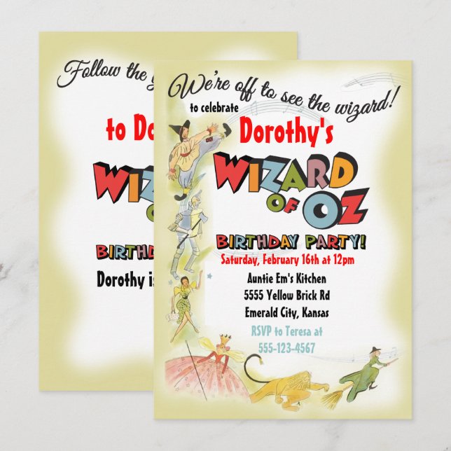 Assistente de Vintagem de Convites de aniversário  (Frente/Verso)