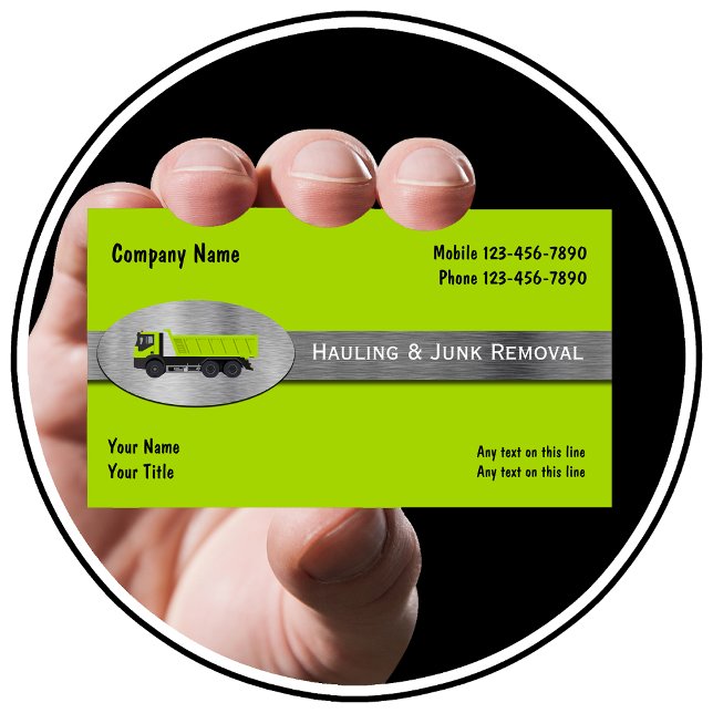 Assumindo Cartões de visitas Modernos Negros de Re (Junk hauling business cards)