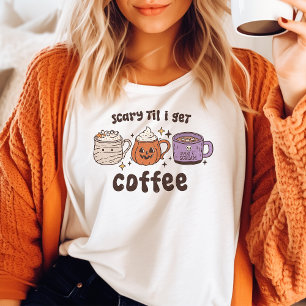 Assustador Até Eu Tomar Café Retro Halloween