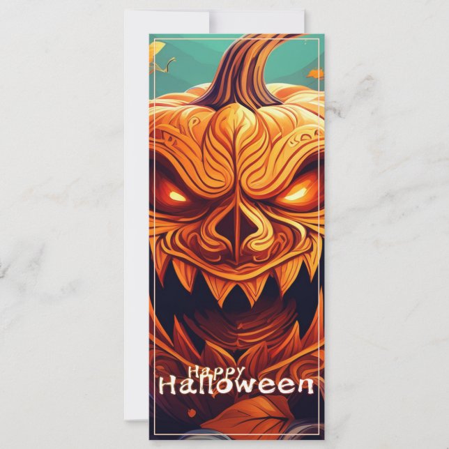 Assustador Olhando Pumpkin Laranja com Rosto, Hall (Frente)