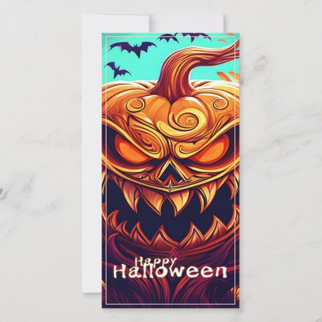 Assustador Olhando Pumpkin Laranja com Rosto, Hall (Frente)