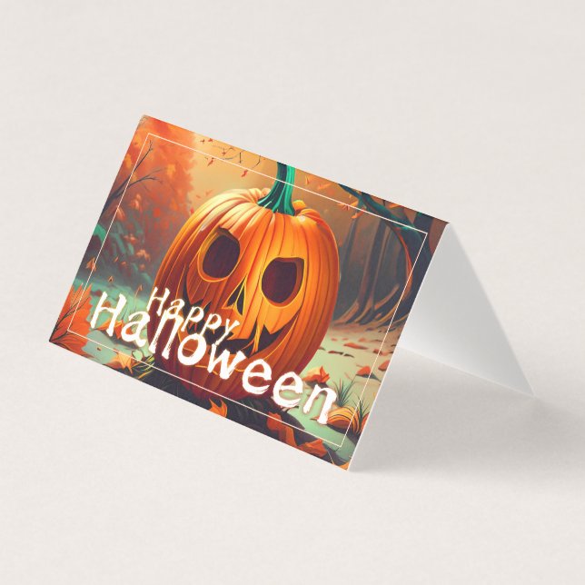 Assustador Olhando Pumpkin Laranja com Rosto, Hall (Frente)