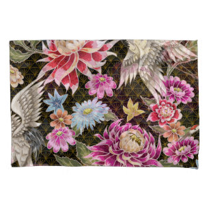 Asters Cranes: Estilo Japonês Pintado Sem Costura