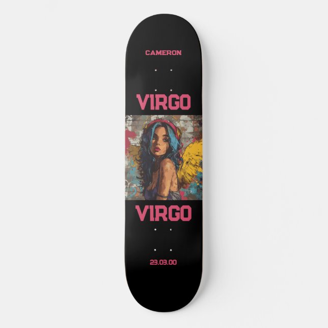Astrologia Grafite Virgo Zodiac Skateboard (Frente)