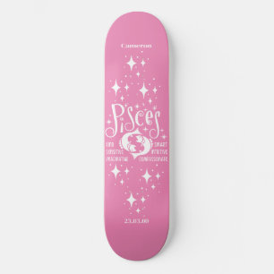 Astrologia Pink Skateboard com Símbolo de Peixes