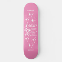 Astrologia Pink Skateboard com Símbolo Gemini