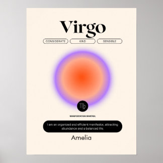Astrologia Símbolo Zodiac Virgo Aniversário Poster