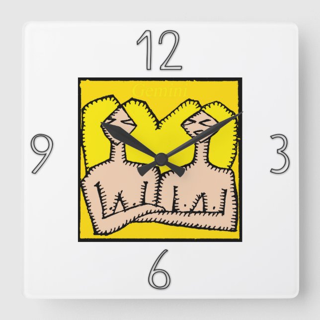 Astrologia Zodiac - Sinal Gemini Muro Relógio (Frente)