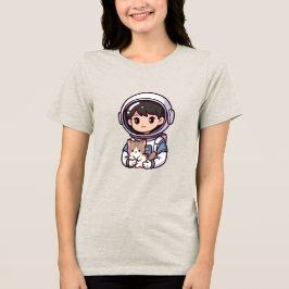 Astronaut Boy N' Cat Cute Cartoon Dreamer Womens