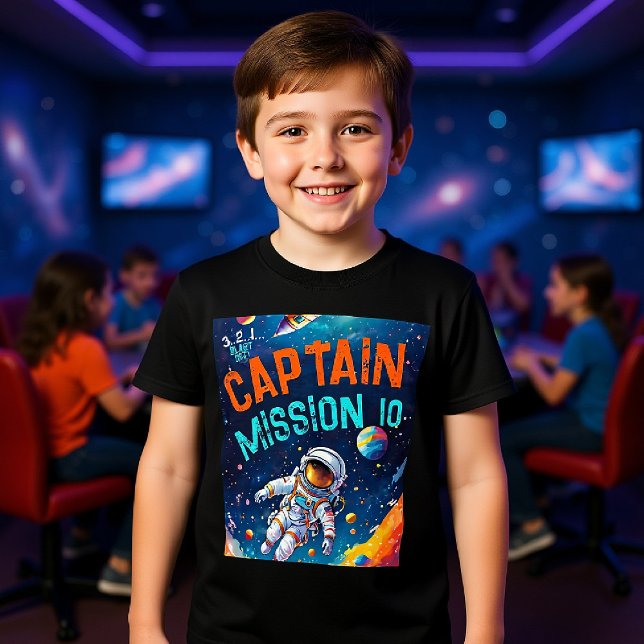 Astronaut Deep Space Planets Birthday Boy Captain (astronaut theme birthday party for kids personalized shirt planets galaxy sky captain)