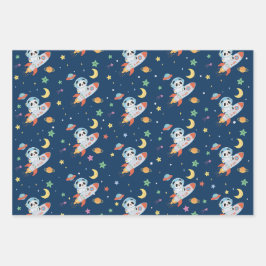 Astronauta azul e laranja Panda