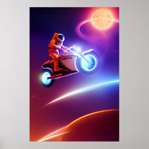 Astronauta Biker Poster - Foto para Pop de Arte da