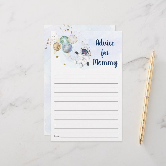 Astronauta Blue Dourado Space Chá de fraldas Advic (Frente/Verso In Situ)