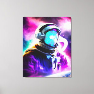 Astronauta Colorida na Canvas Esticada do Espaço E